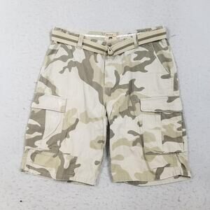 Grizzly Shorts Mens 36 Beige Camo Cargo Ripstop Belted Cotton Outdoor Hiking